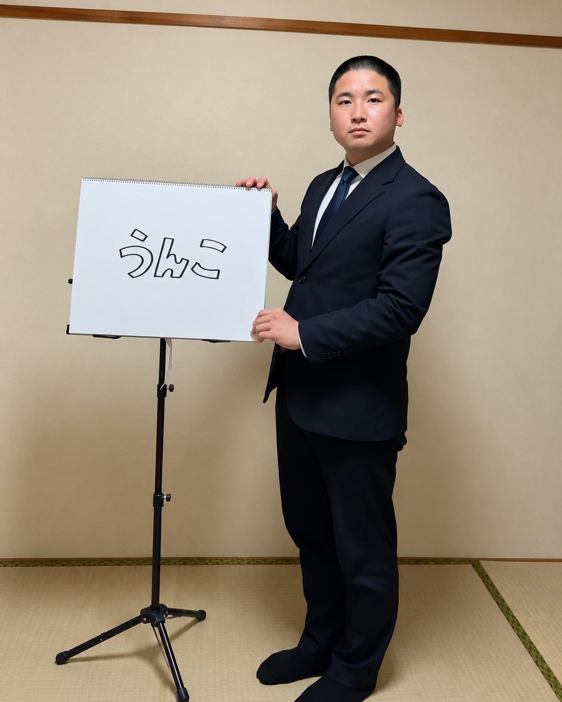 「うんこ」を示すスケッチブックを持つ繁田健太